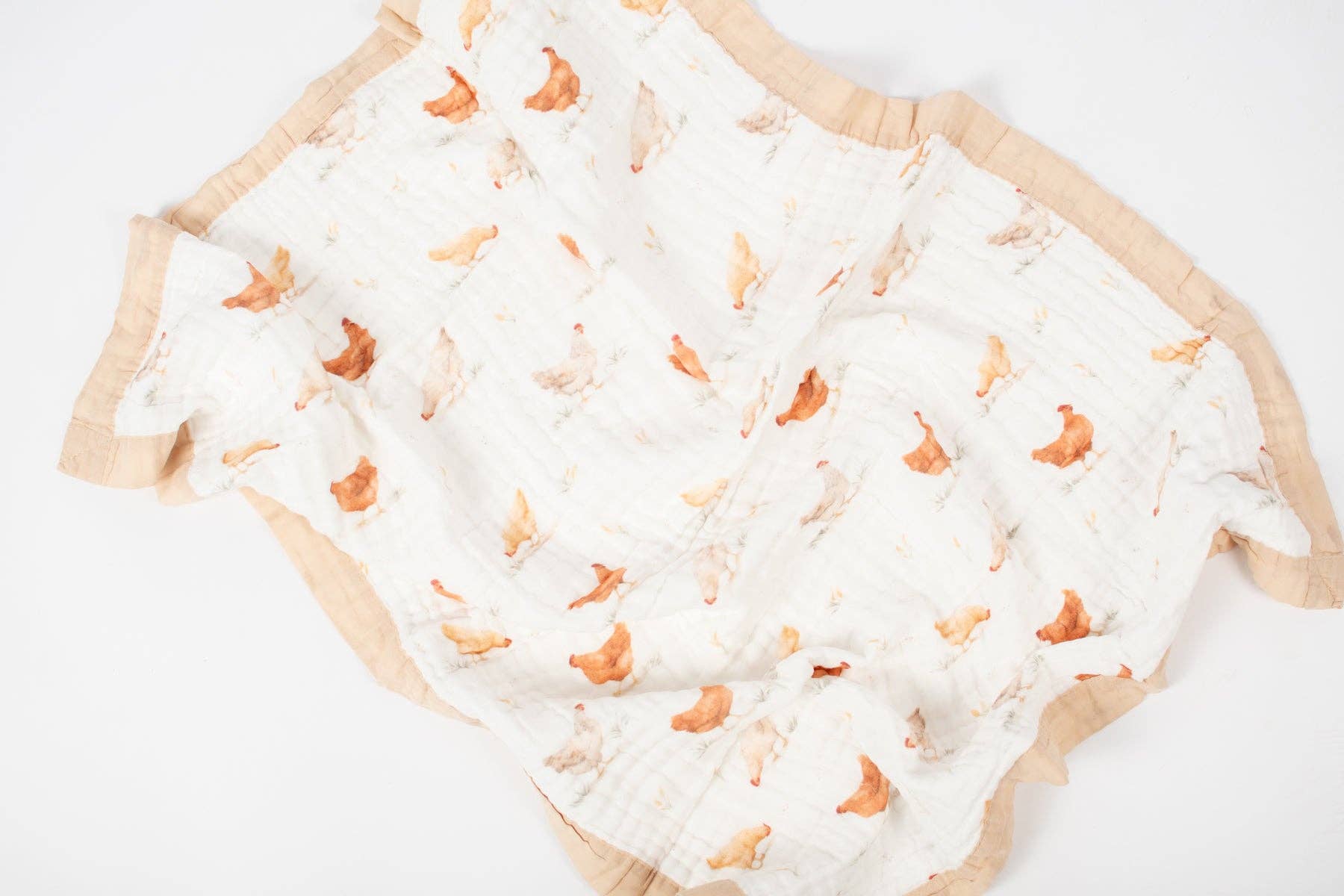 Classic Chicken Cotton Baby Blanket, Feathered Farmhouse