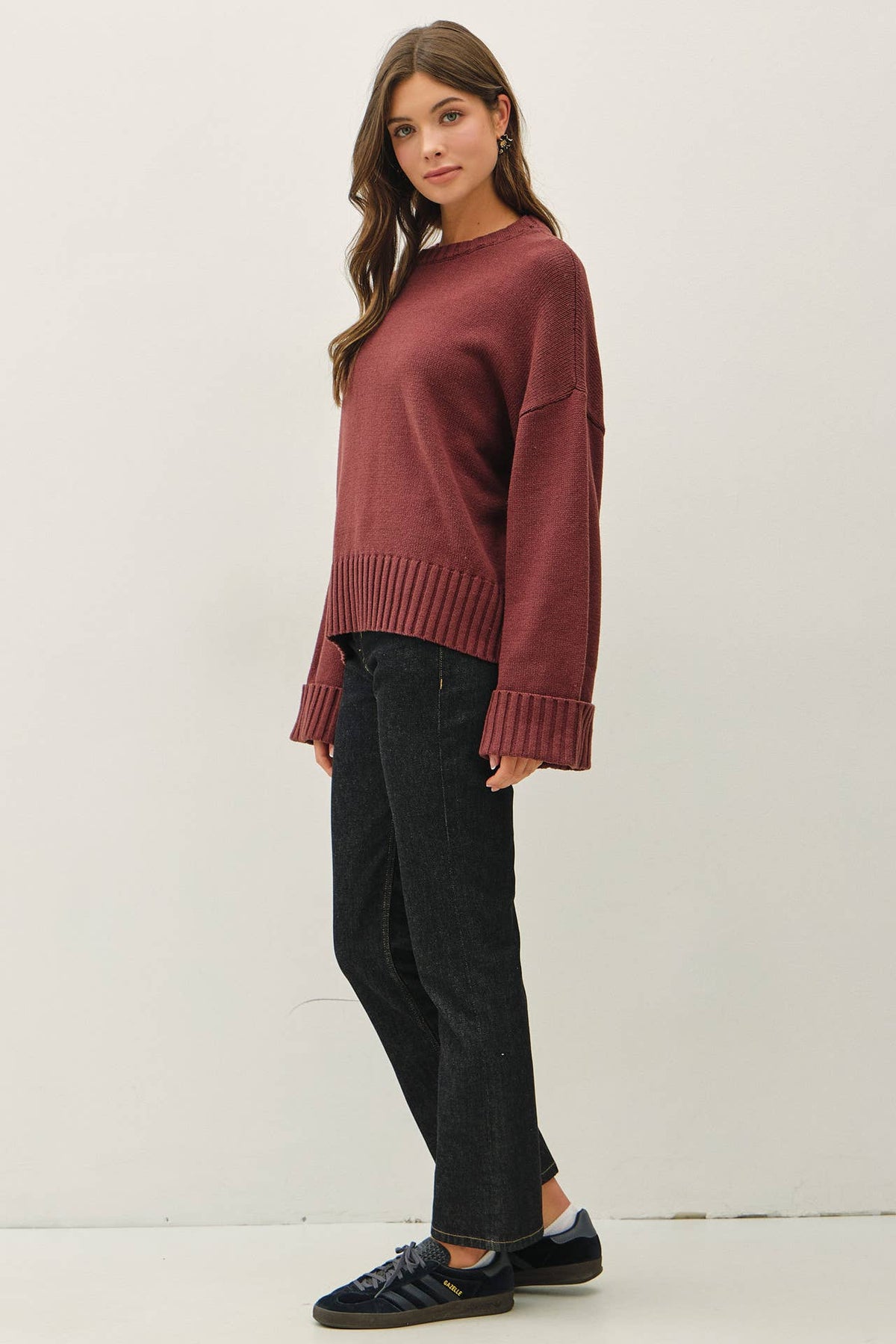 Brenna Wide Cuff Sweater, Feathered Farmhouse