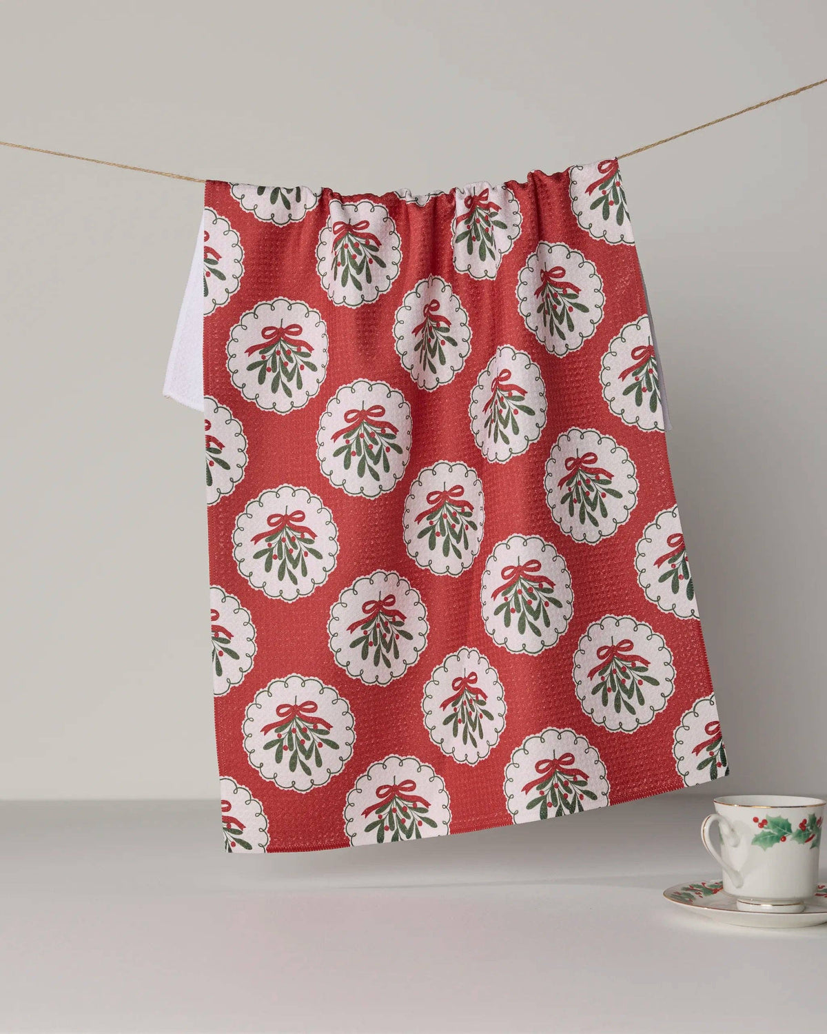 Merry Mistletoe Tea Towel, Feathered Farmhouse