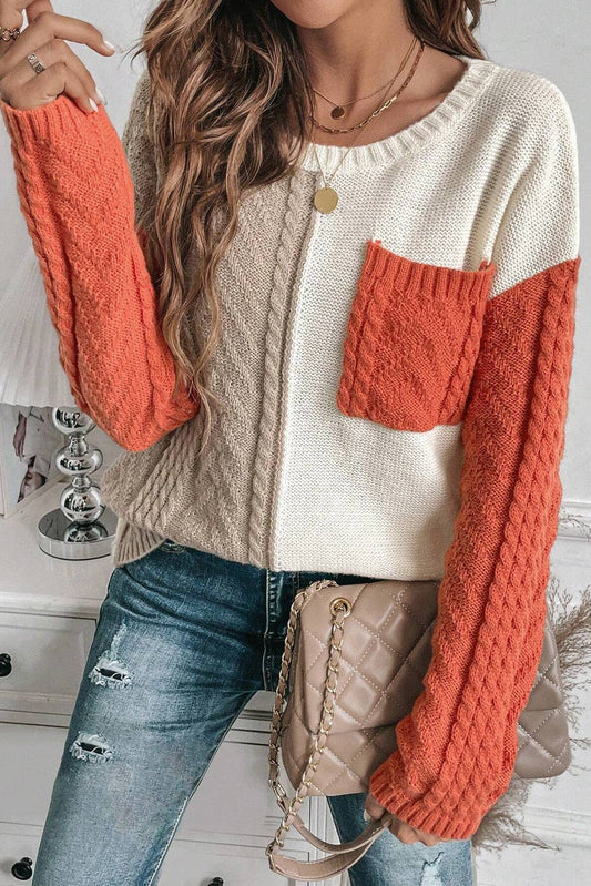 Chelsee Cable Patch Pocket Sweater