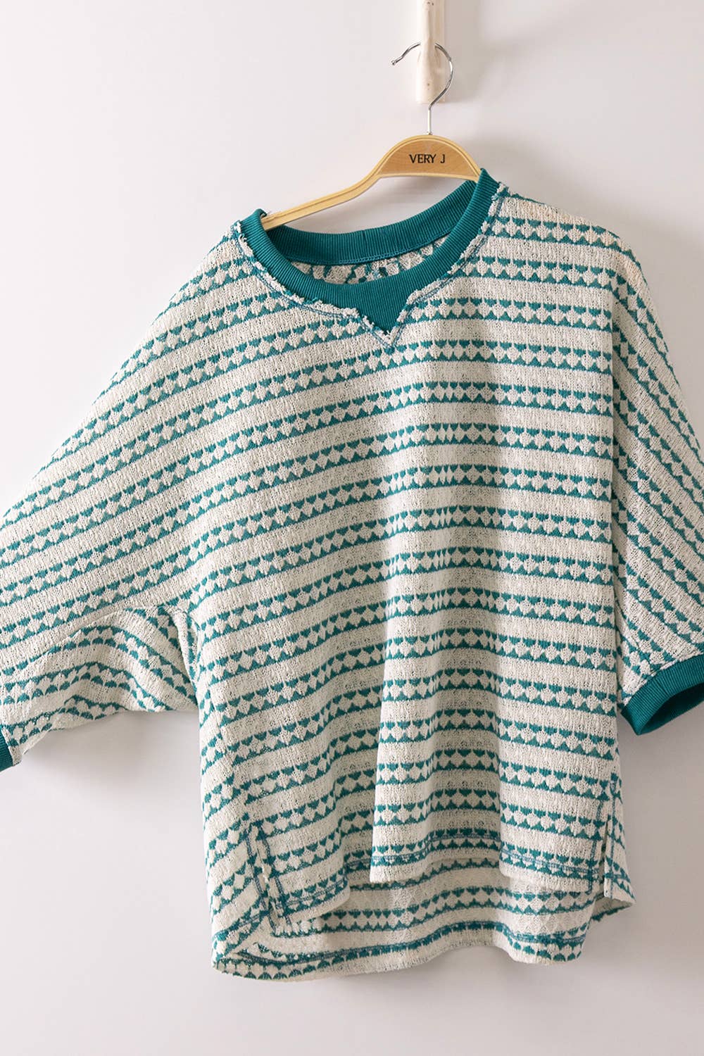 Seafoam Textured Stripe Knit Top, Feathered Farmhouse