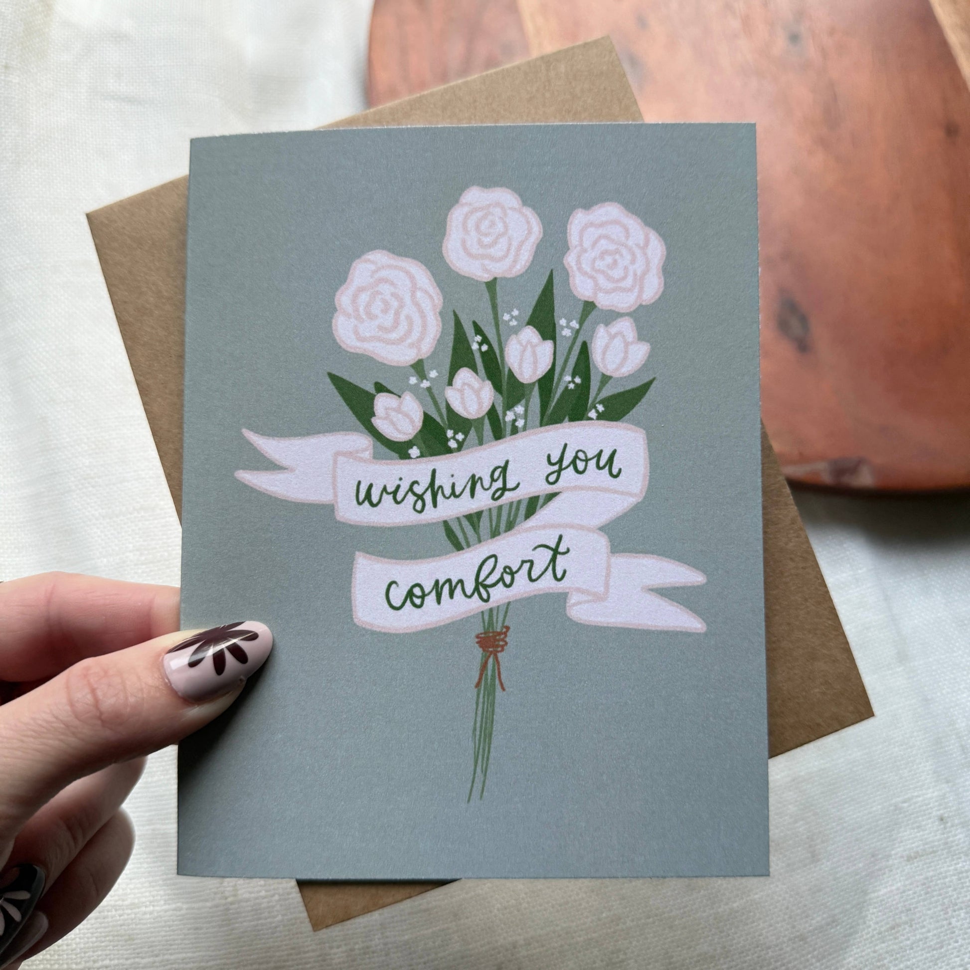 Wishing You Comfort Sympathy Card, Feathered Farmhouse