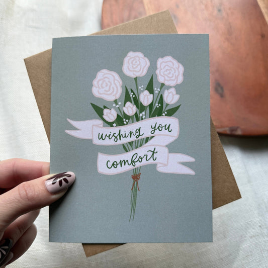 Wishing You Comfort Sympathy Card, Feathered Farmhouse