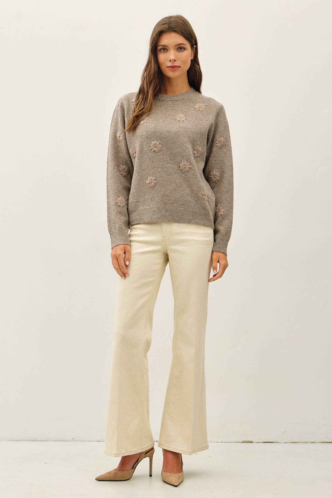 Daisy Embroidered Sweater, Feathered Farmhouse