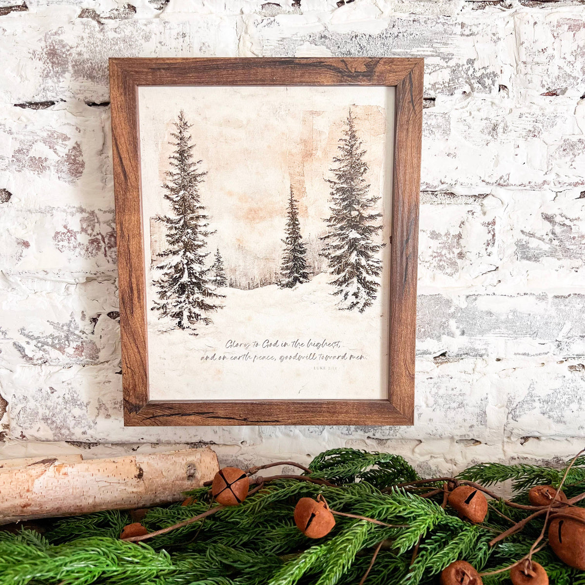 Luke 2:14 Glory to God Christmas Wood Sign, The Feathered Farmhouse