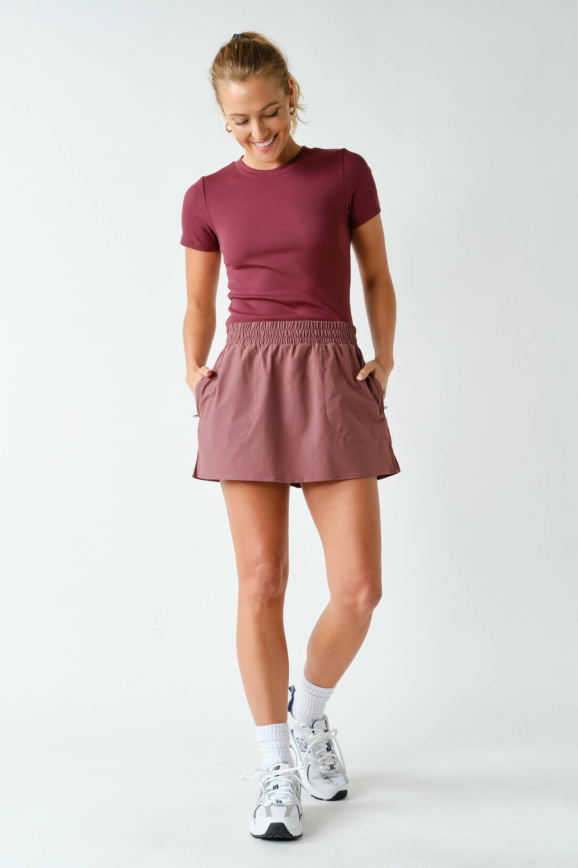 Rosewood Essential Short Sleeved Micro Ribbed Top. Feathered Farmhouse