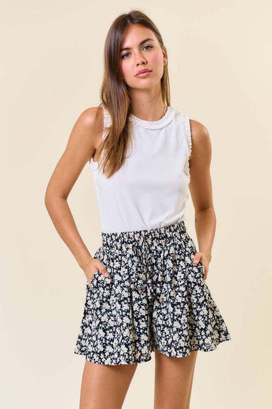 Floral Wide Leg Shorts, Feathered Farmhouse