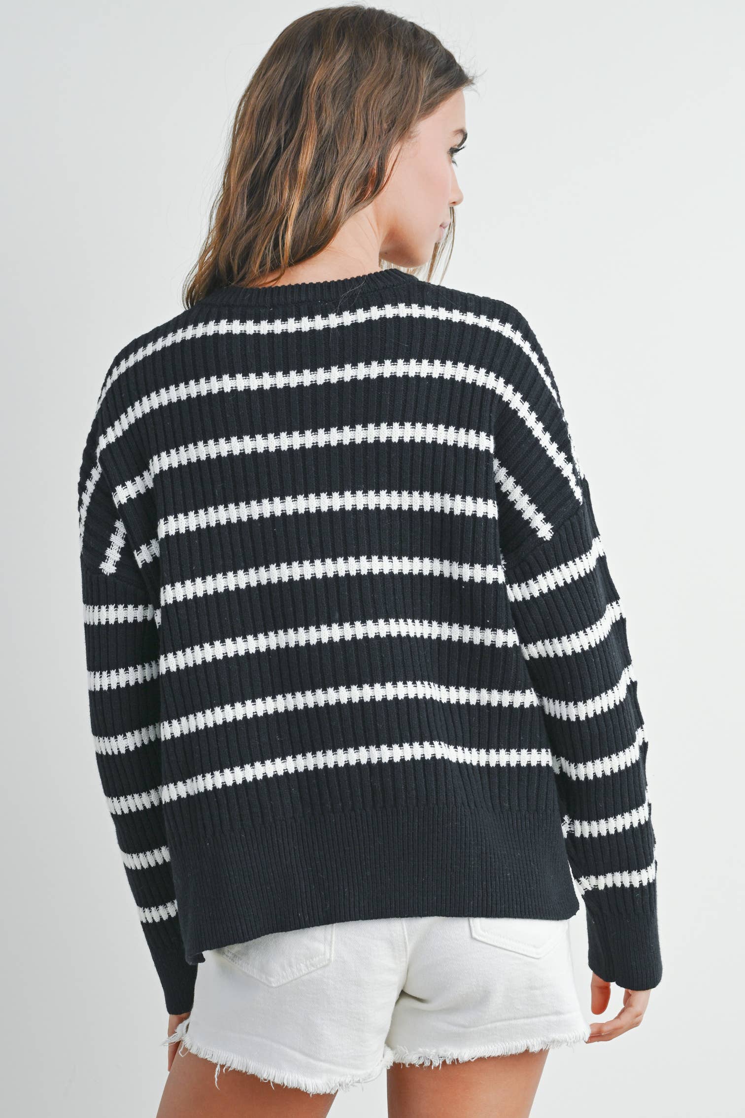 Boat Neck Striped Knit Sweater, The Feathered Farmhouse