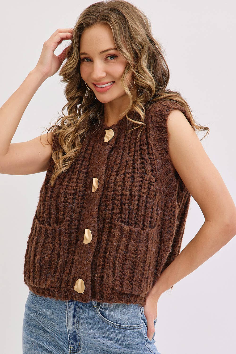 Chunk Knit Sweater Vest, Feathered Farmhouse