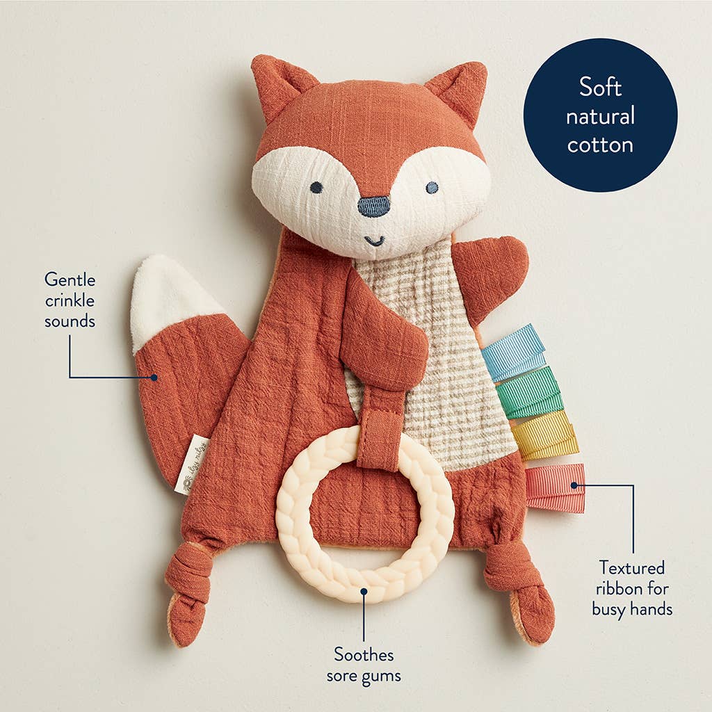 Fox Bitzy Crinkle™ Sensory Toy with Teether, The Feathered Farmhouse