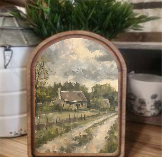 French Countryside Framed Art Arch Top, The Feathered Farmhouse