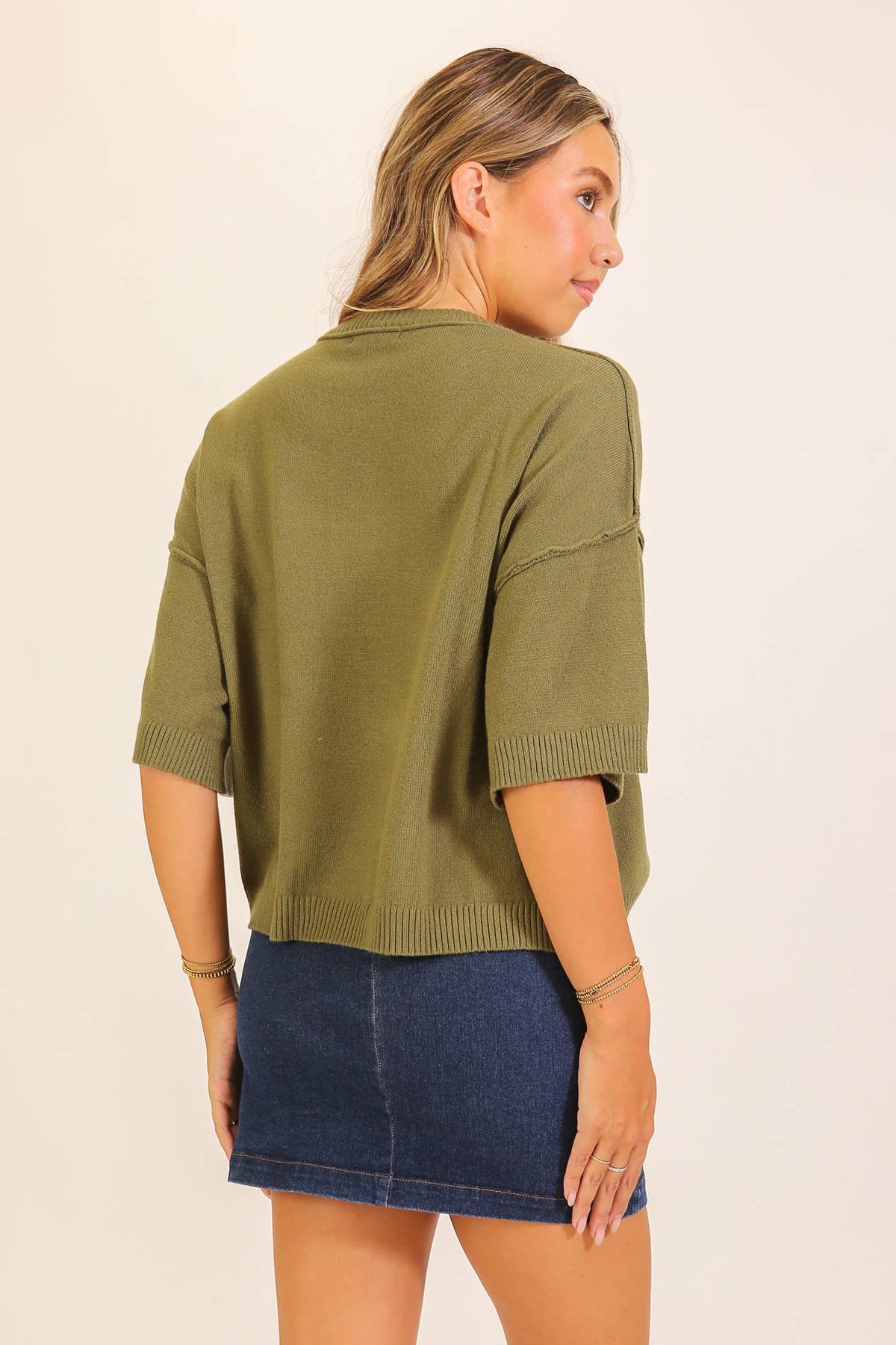 Olive Clara Pocket Knit Sweater, Feathered Farmhouse