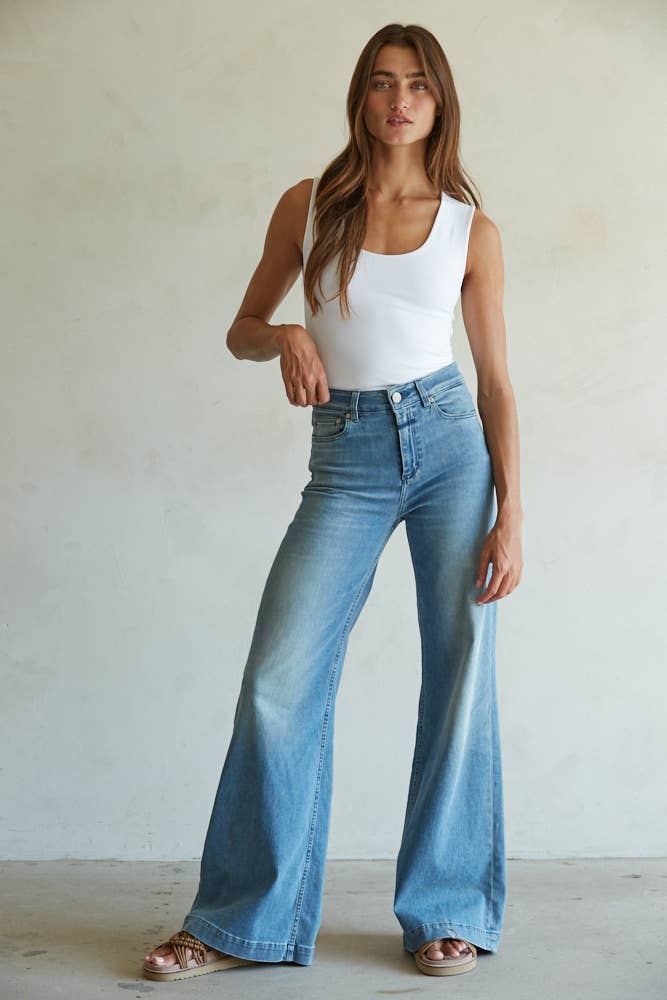 White Double Layered Seamless Top, Feathered Farmhouse