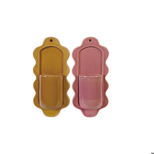 Stoneware Wall Vase, Feathered Farmhouse