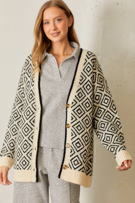 Mono Pattern Cardigan, The Feathered Farmhouse