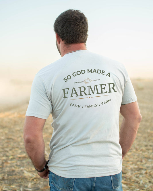 Western 'So God Made a Farmer' Silk Graphic Tee, Feathered Farmhouse