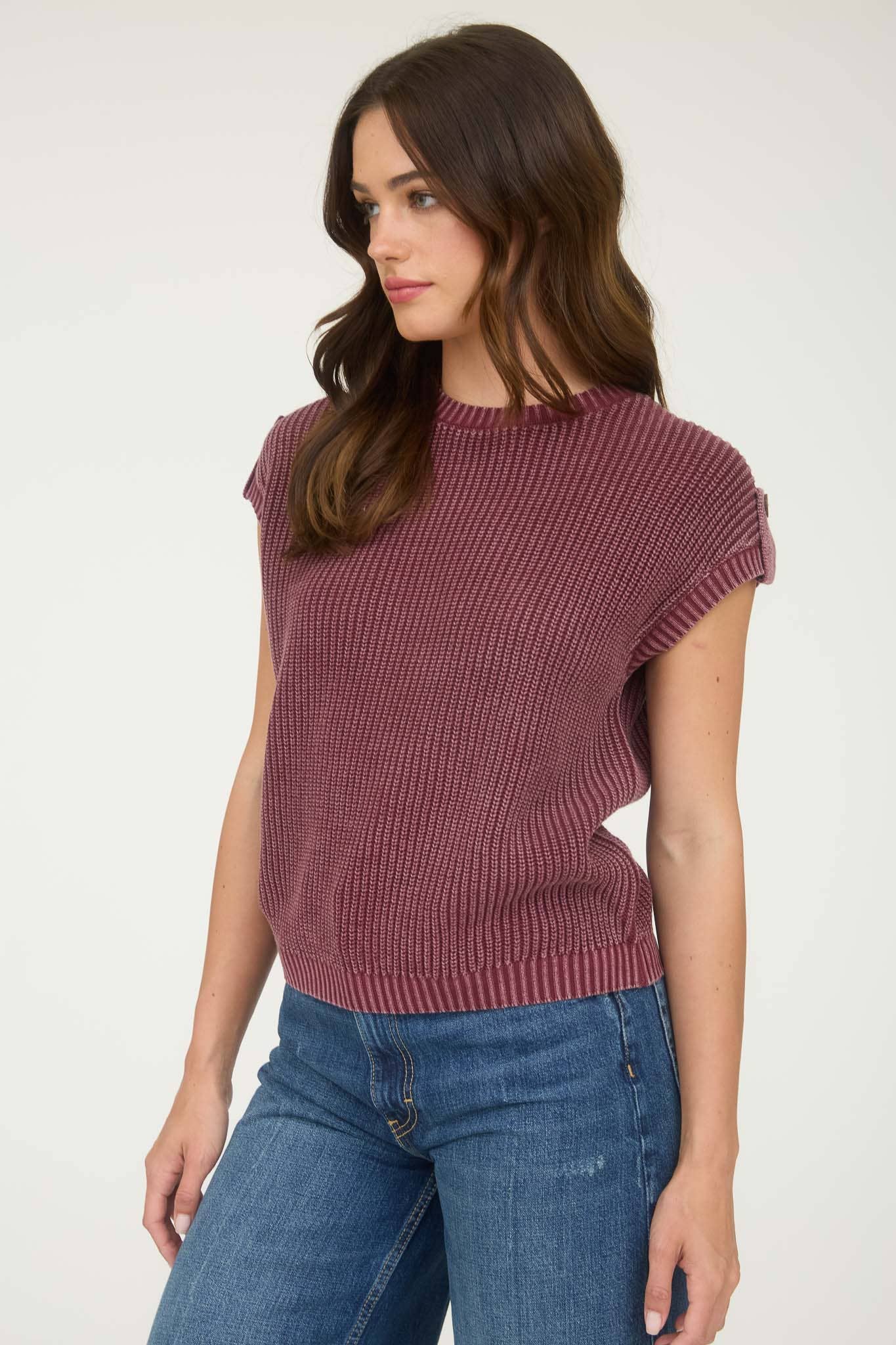 Washed Knit Pullover Sweater, Feathered Farmhouse