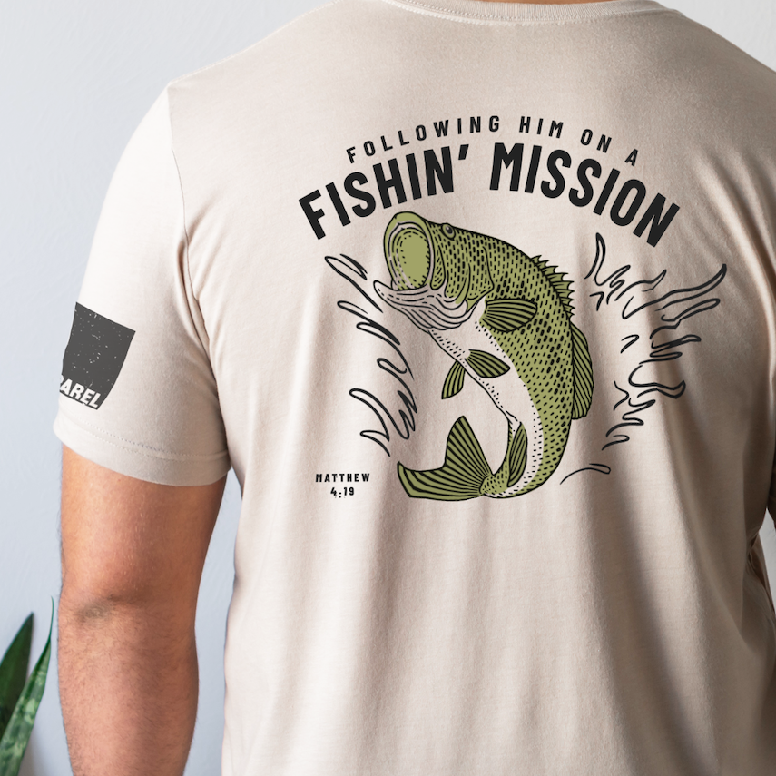 Fishin' Mission Christian Graphic Tee, Feathered Farmhouse