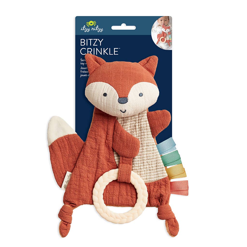 Fox Bitzy Crinkle™ Sensory Toy with Teether, The Feathered Farmhouse