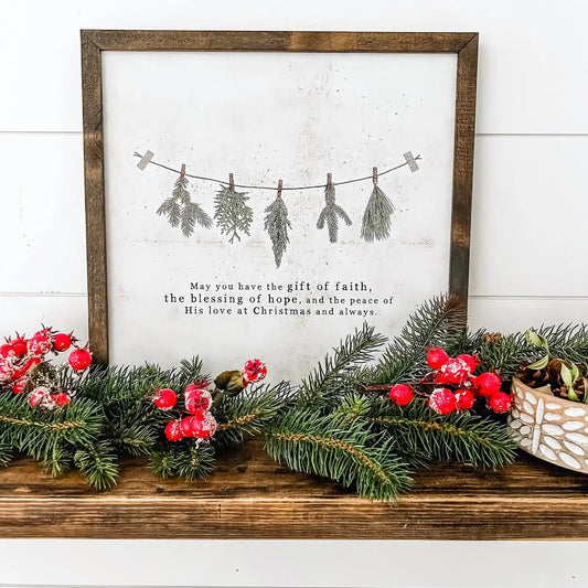 Christmas Faith Quote Sign, Feathered Farmhouse