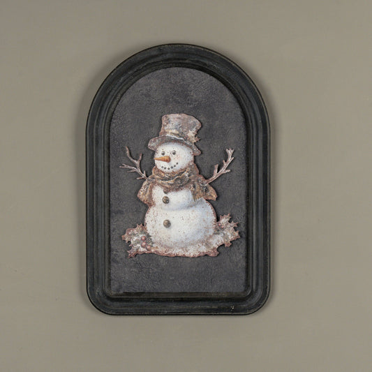 Holly Snowman Metal Sign, Feathered Farmhouse