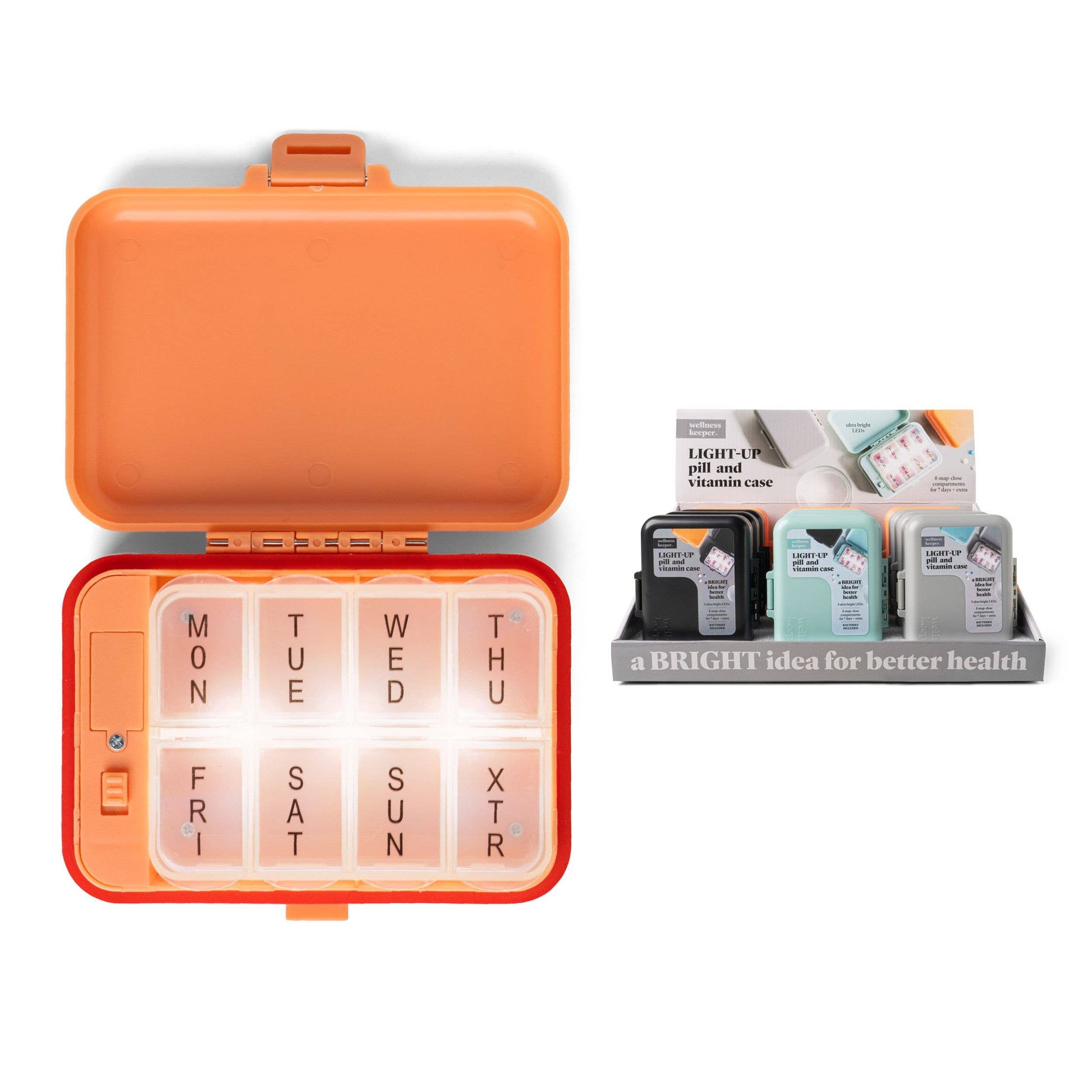 Wellness Keeper Light Up Pill and Vitamin Case, Feathered Farmhouse