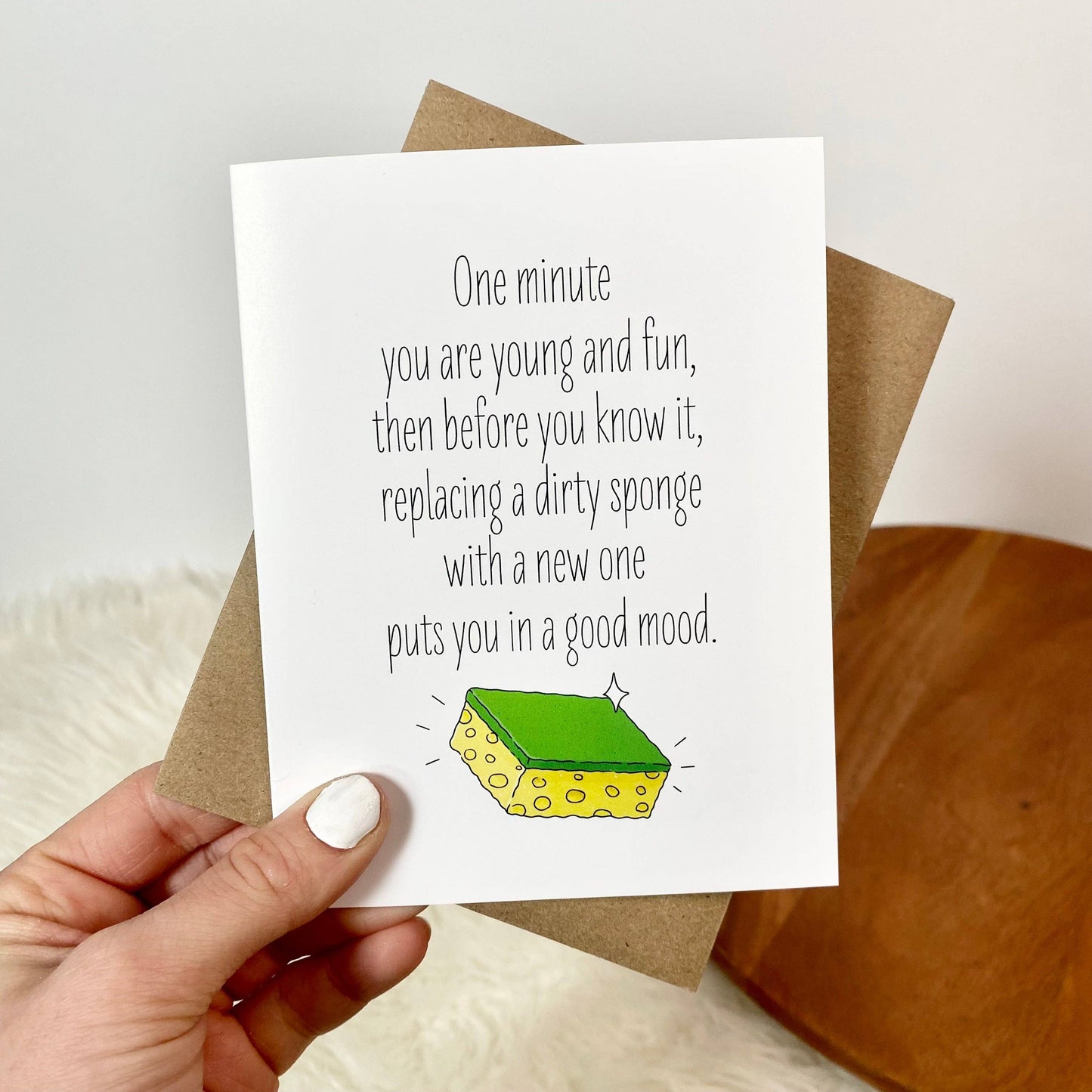 Replacing Dirty Sponge Birthday Card, Feathered Farmhouse
