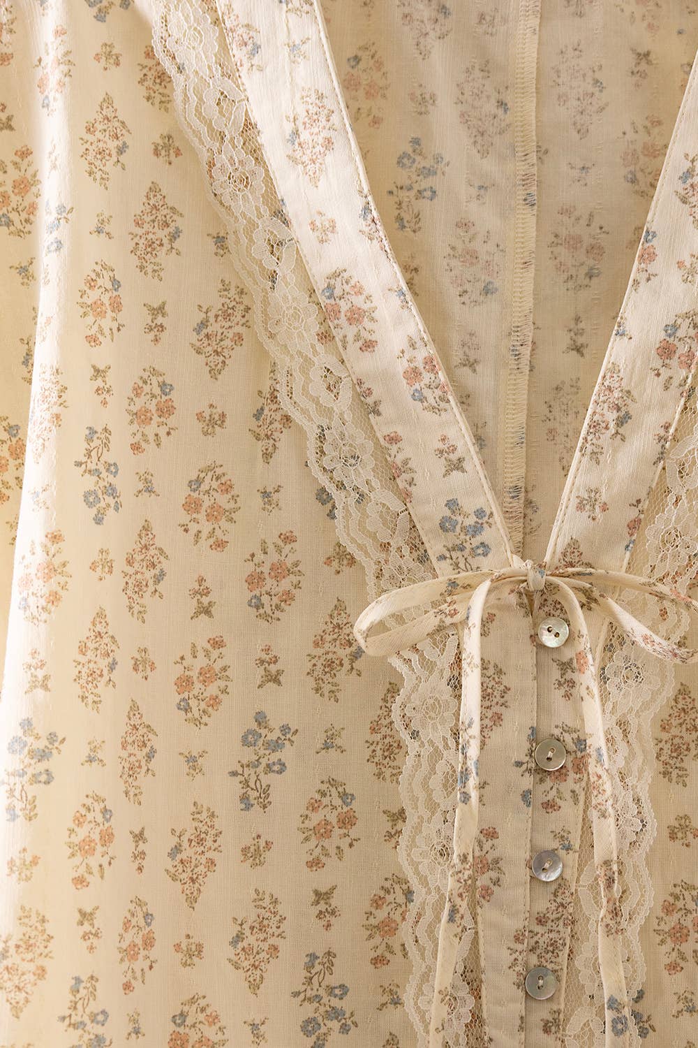 Romantic Floral Lace Tie Blouse, Feathered Farmhouse