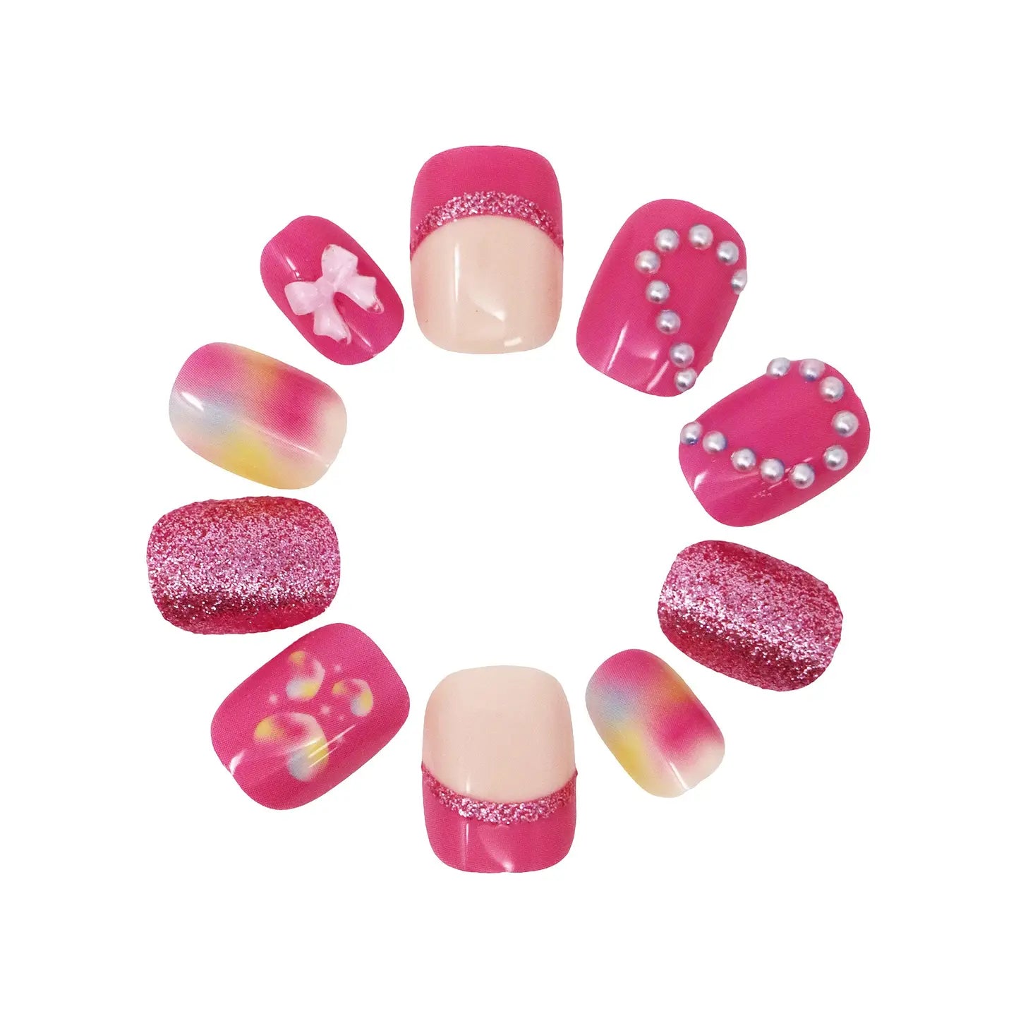 3D Love Heart Press On Nails, Feathered Farmhouse