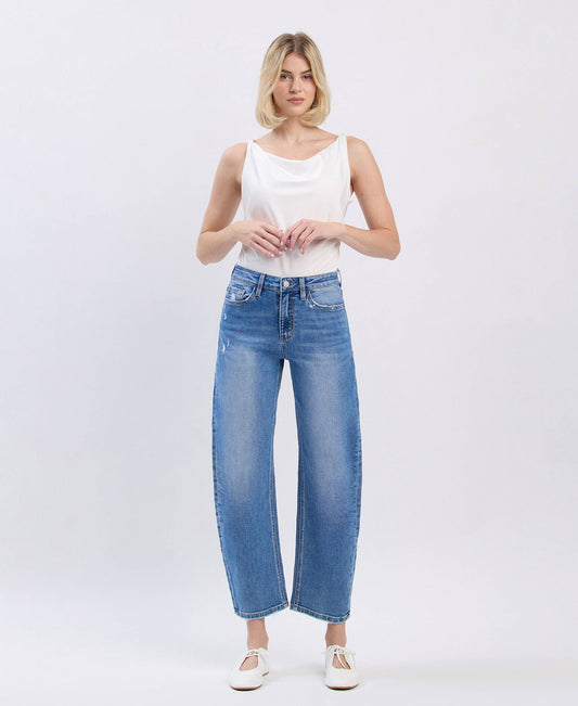 Super High Rise Barrel Leg Jeans, Feathered Farmhouse