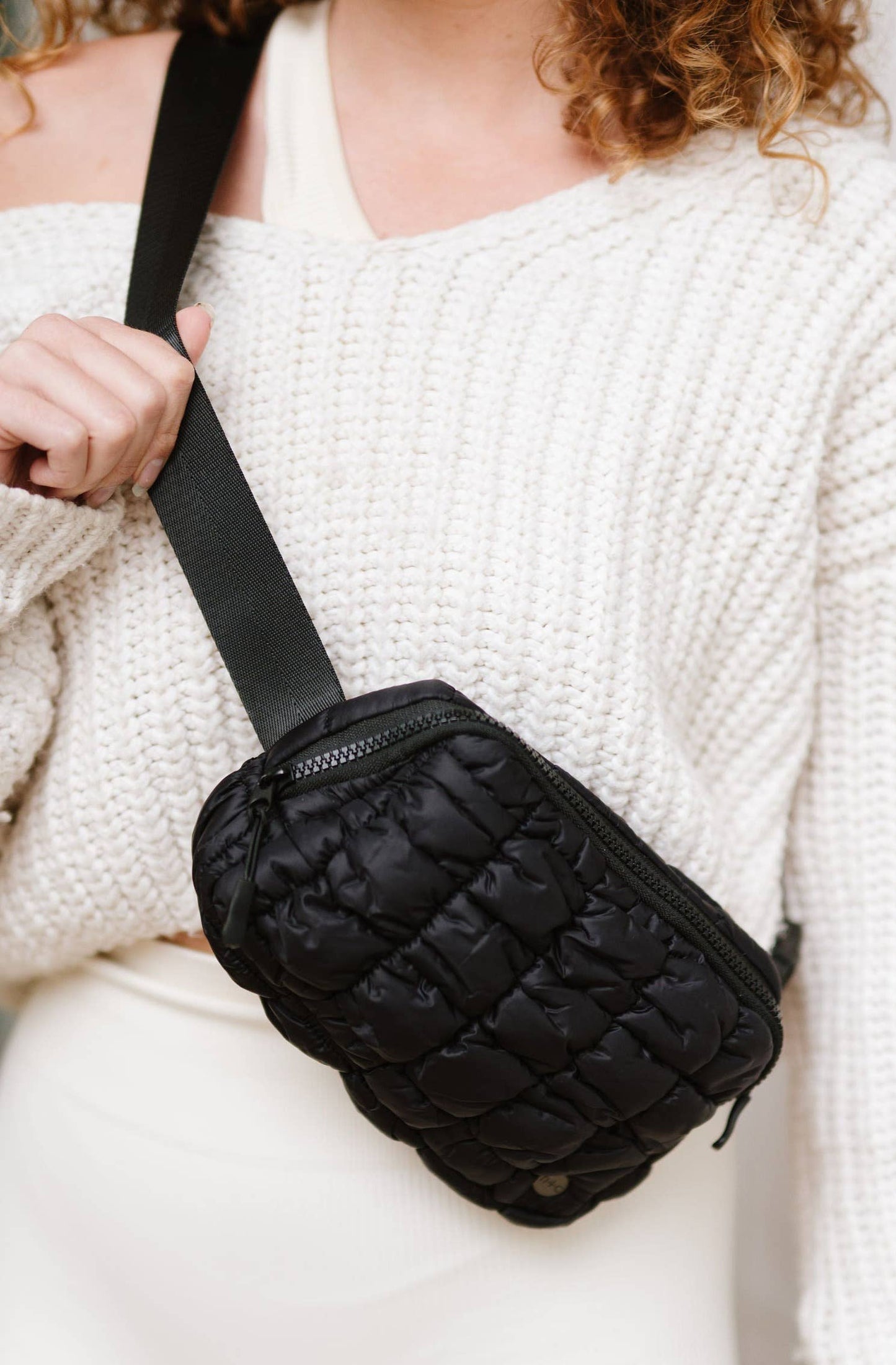 Puffer Crossbody Fanny Belt Bag, Feathered Farmhouse