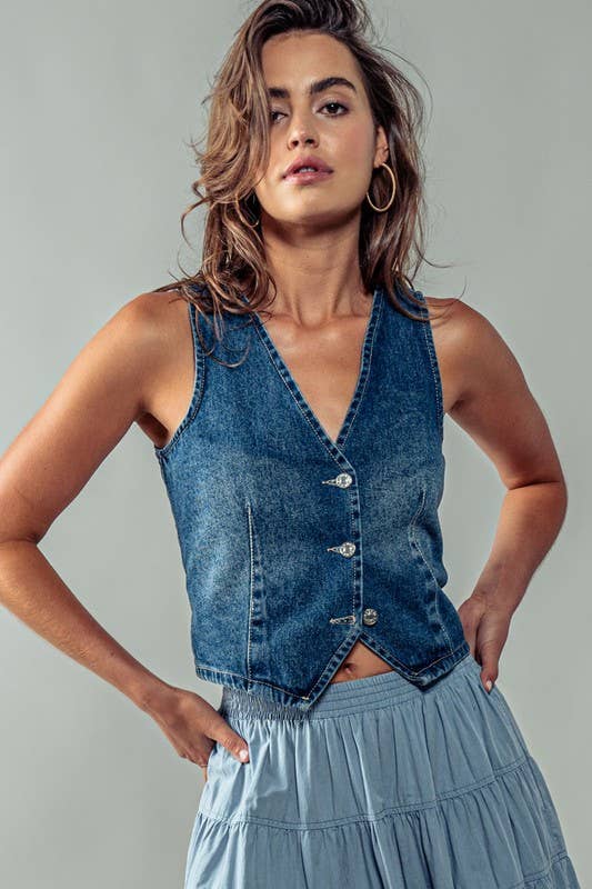 Denim Vest, Feathered Farmhouse