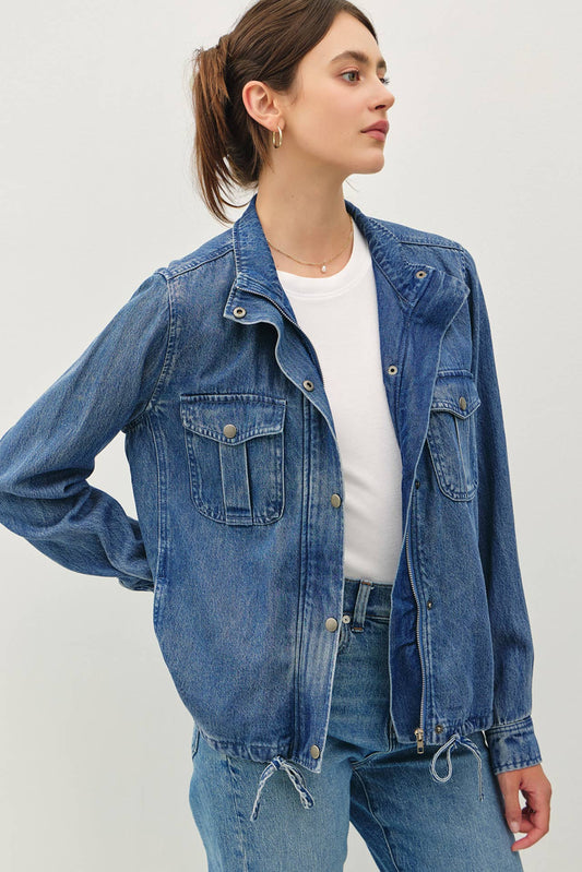 Denim Look Tencel Utility Jacket, Feathered Farmhouse