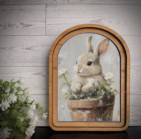 Bunny Flower Pot Arch, Feathered Farmhouse