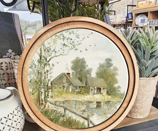 Muted Farmhouse Pond Art, Feathered Farmhouse