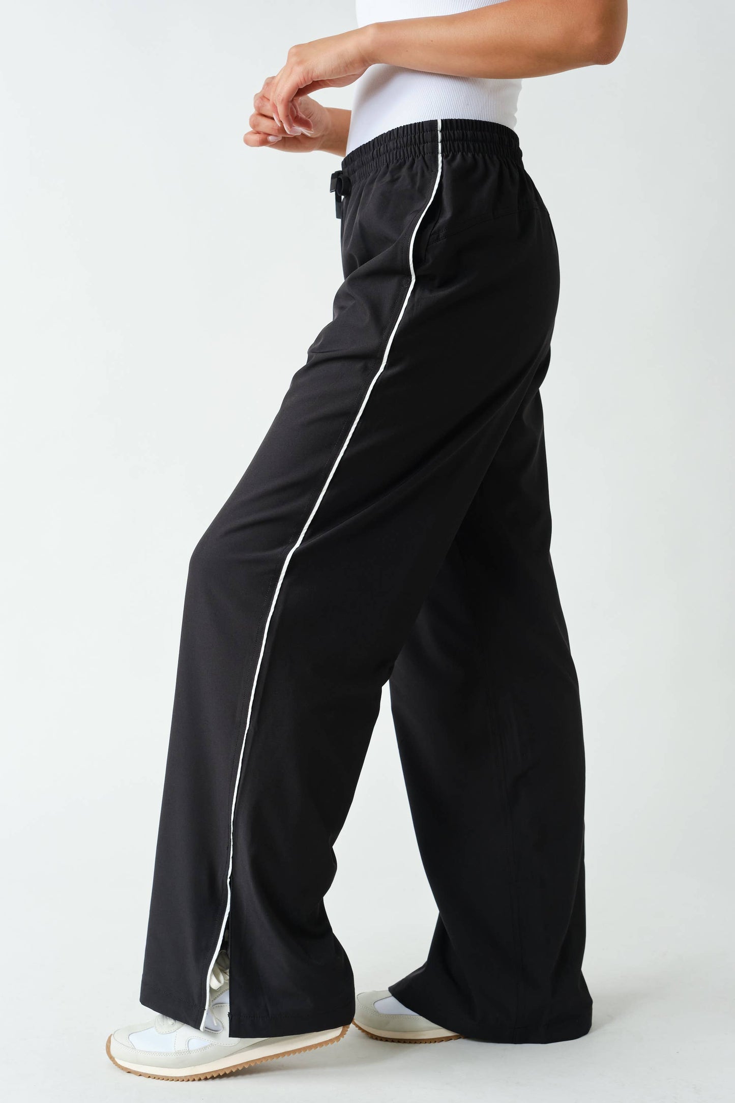 Black Finish Line Track Pants, Feathered Farmhouse