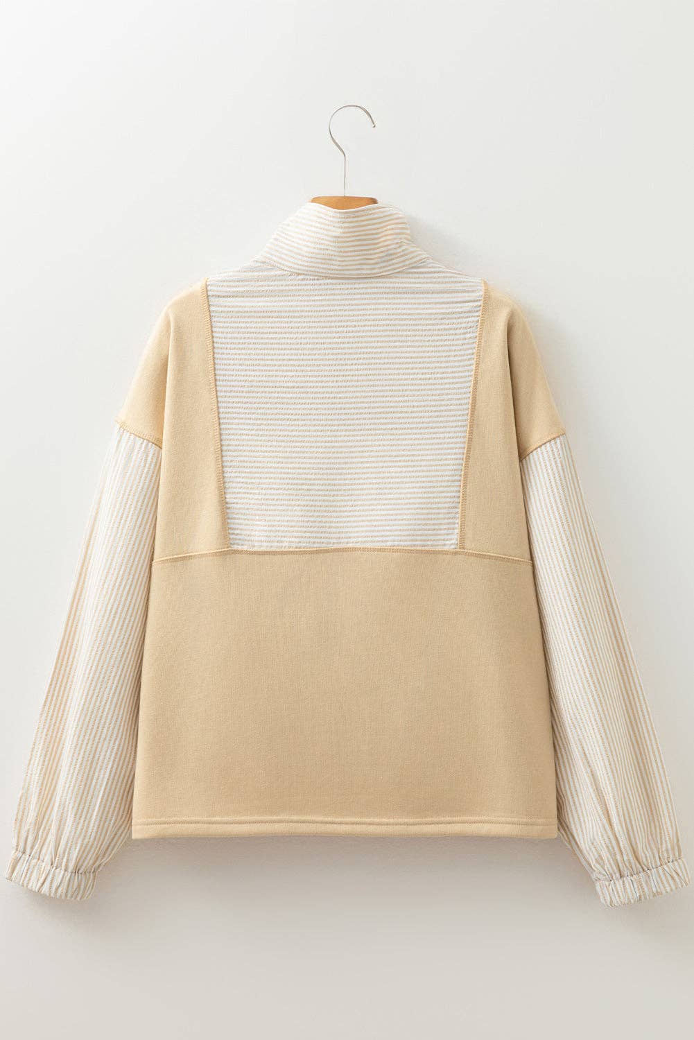 Stripe Patchwork Quarter Zip Top, Feathered Farmhouse
