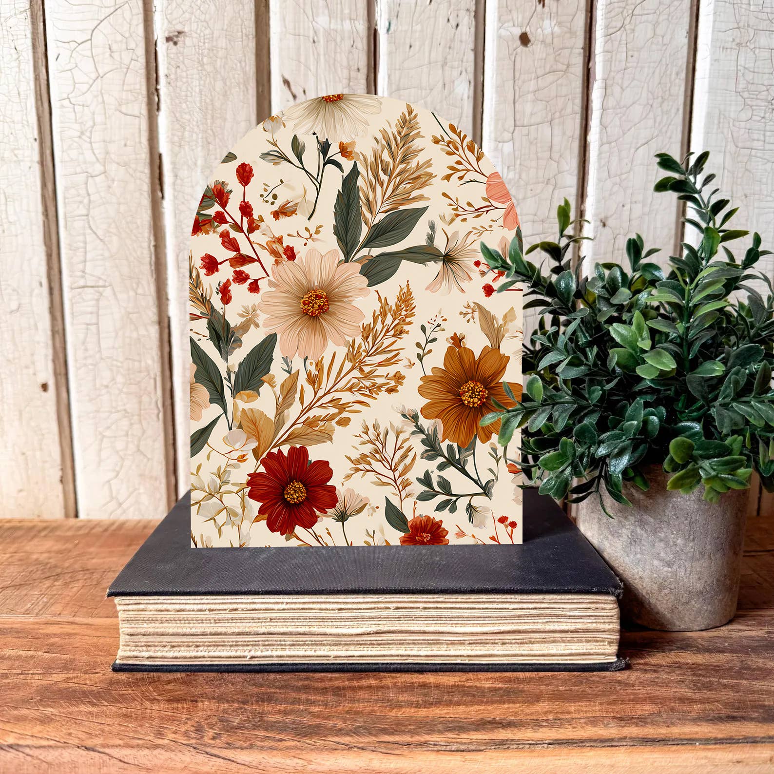 Fall Floral Arched Shelf Sitter, Feathered Farmhouse