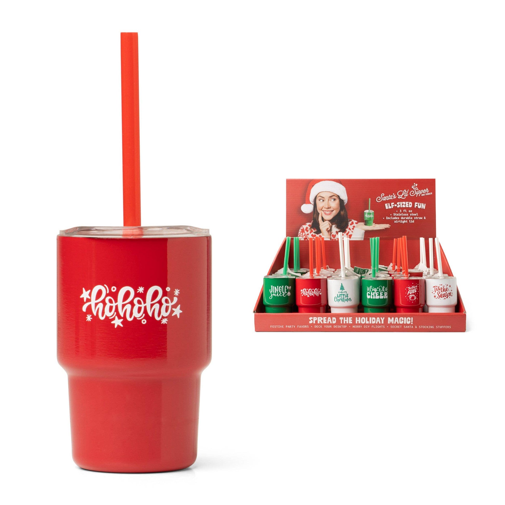 Santa's Lil' Sipper Mini Tumbler, Feathered Farmhouse