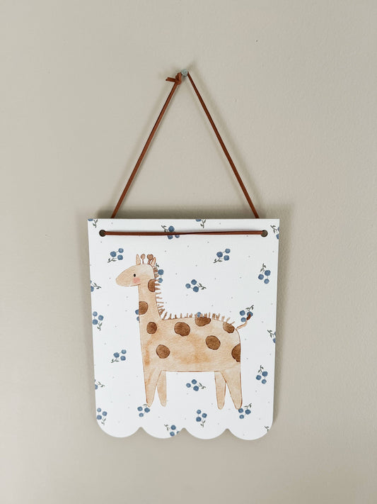 Giraffe & Floral Hanging Wall Art, Feathered Farmhouse