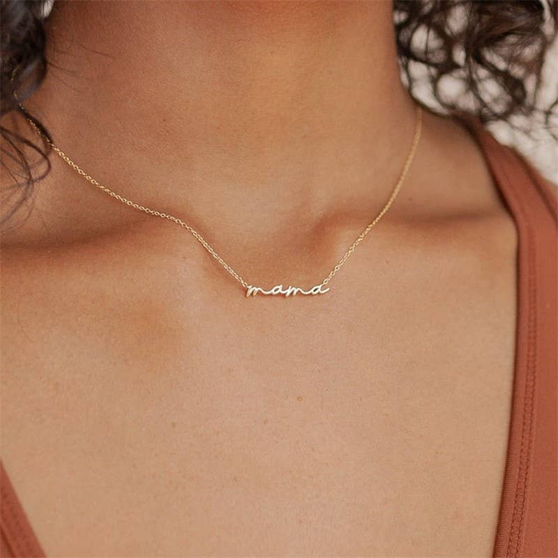 Stainless Steel Mama Necklace, Feathered Farmhouse