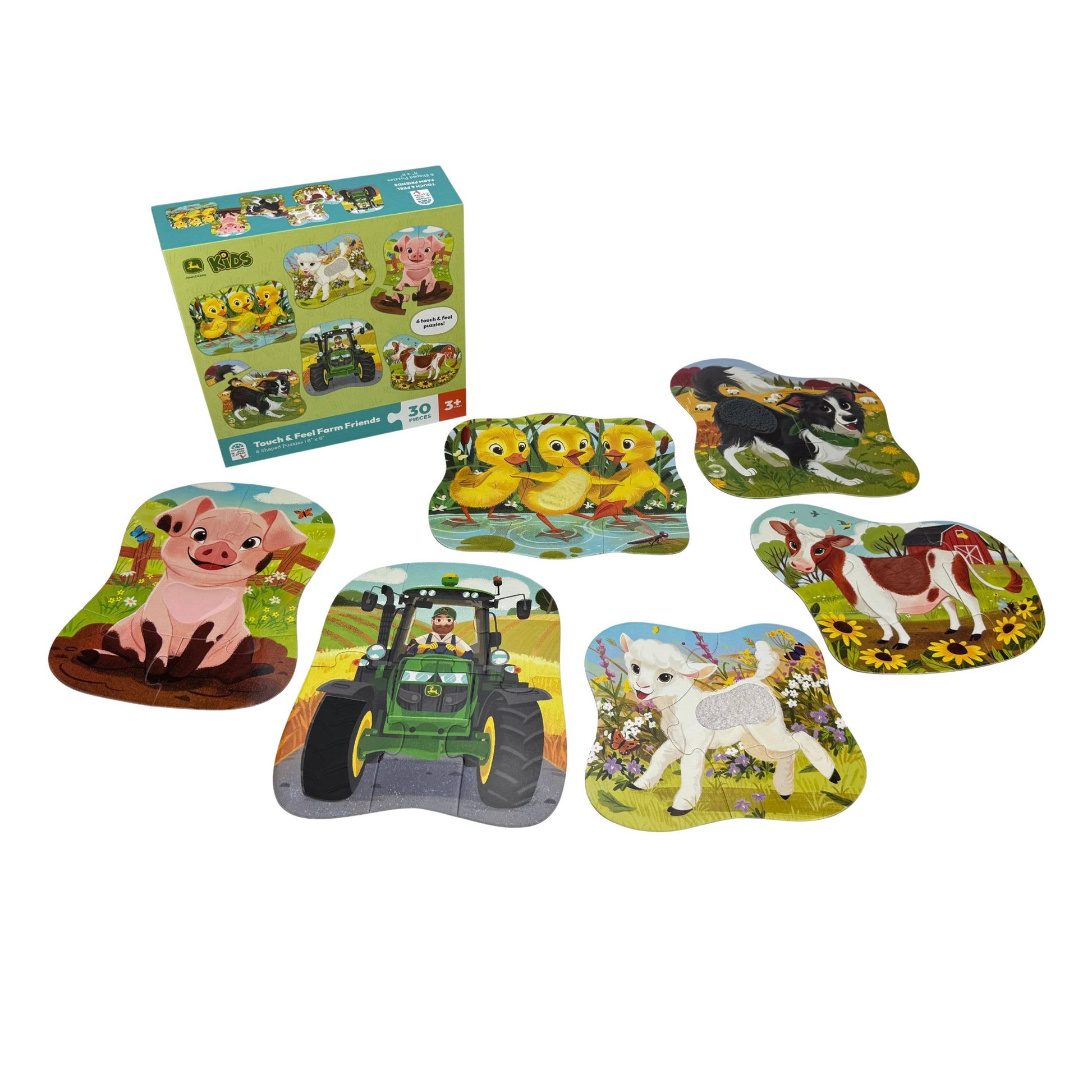 John Deere Farm Friends Touch & Feel Puzzles for Kids, Feathered Farmhouse