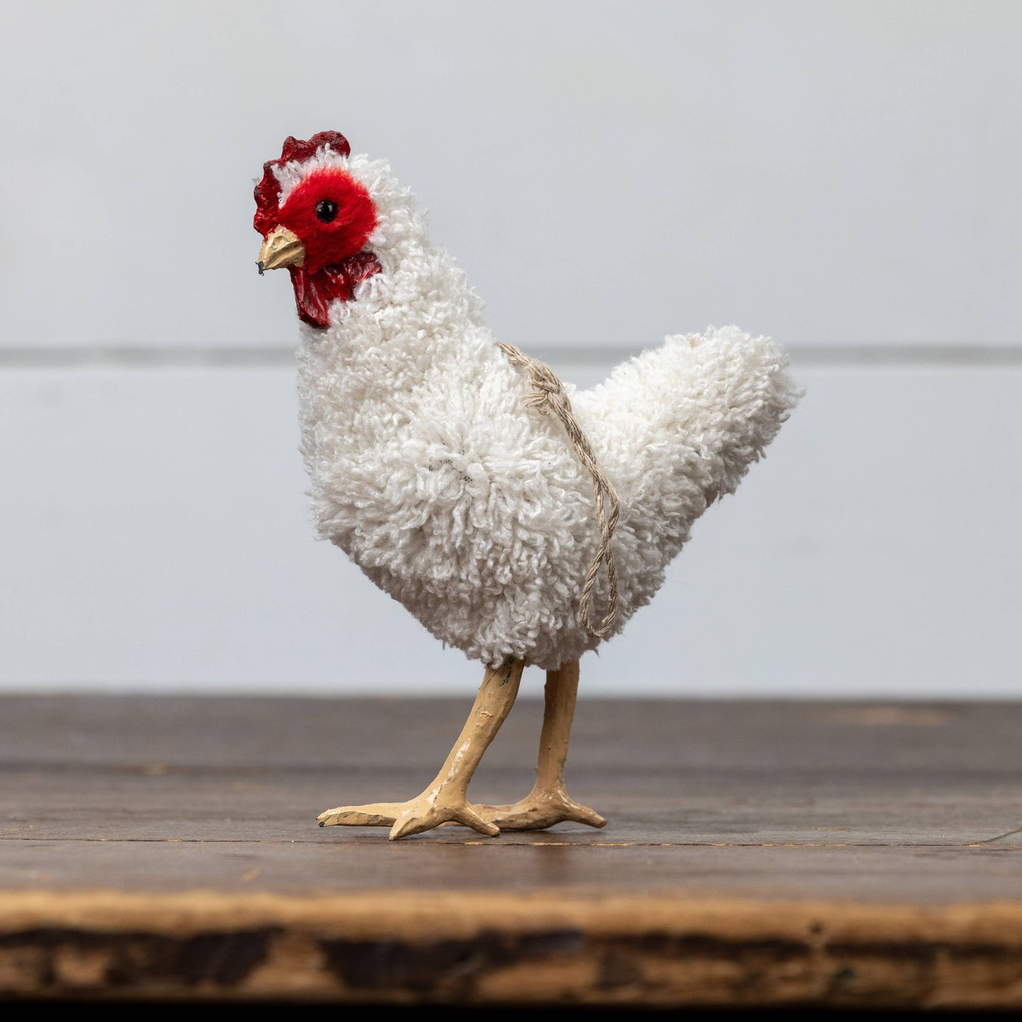 White Chicken Ornament, Feathered Farmhouse
