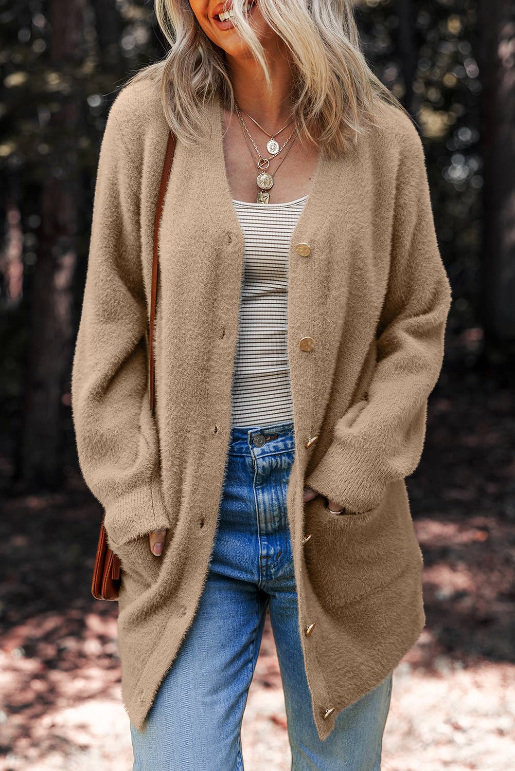 Solid Color Cardigan Sweater, Feathered Farmhouse