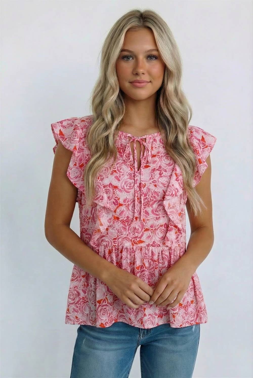Ruffle Babydoll Blouse, Feathered Farmhouse