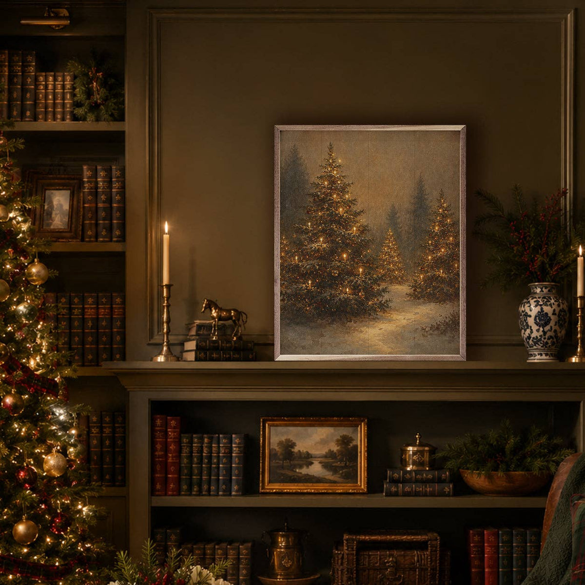 Lantern Glow Christmas Trees, Feathered Farmhouse