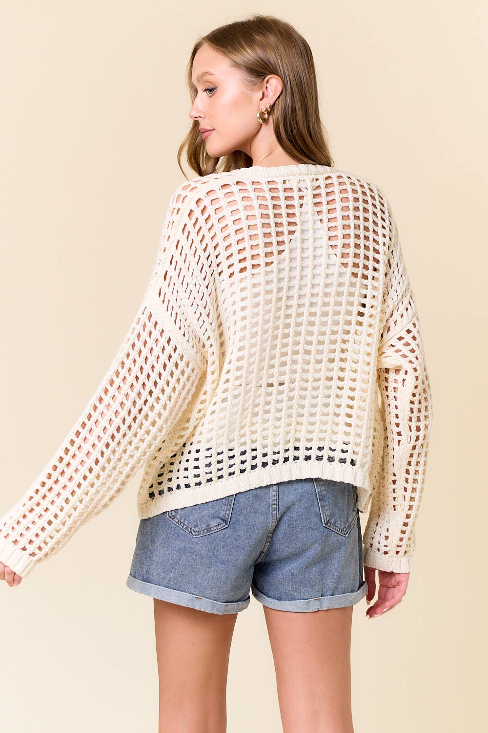 Crochet Fishnet Cropped Cardigan, Feathered Farmhouse