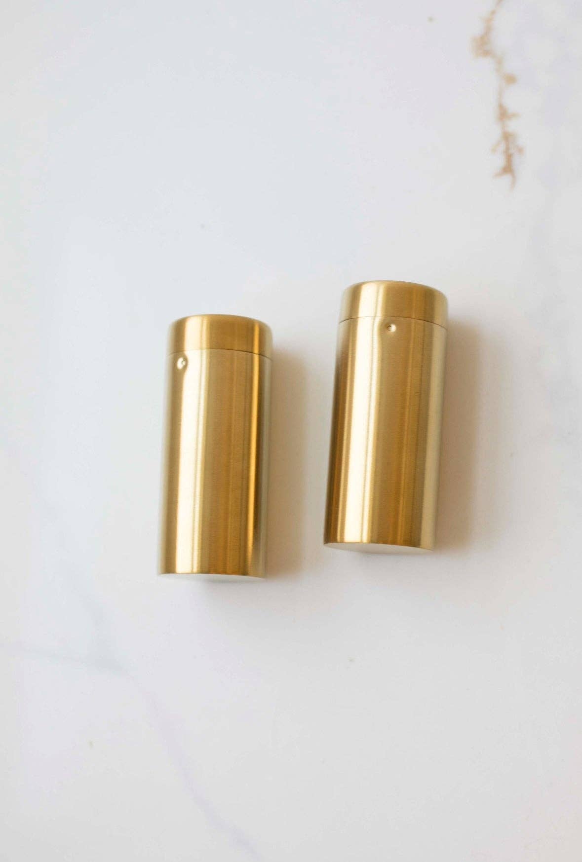 Brass Salt and Pepper Shakers Set, Feathered Farmhouse