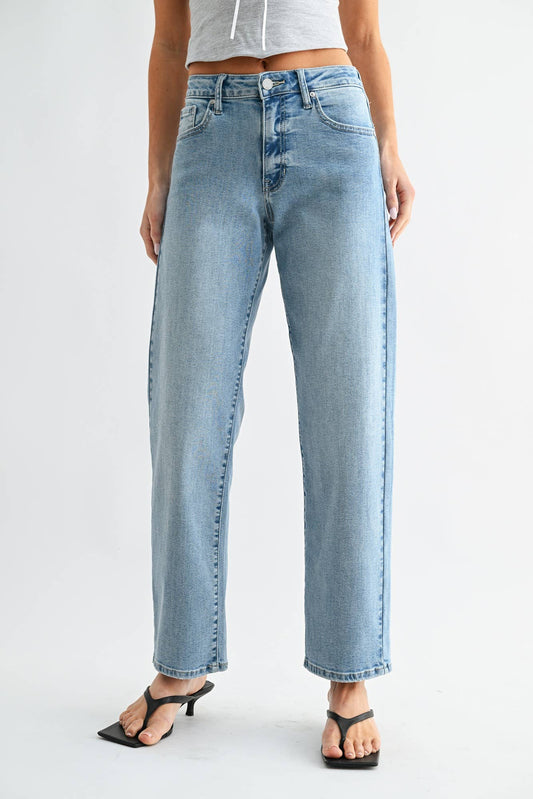Light Denim Bowed Straight Leg, Feathered Farmhouse
