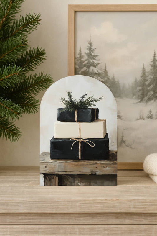 Stacked Gifts Arch, Feathered Farmhouse